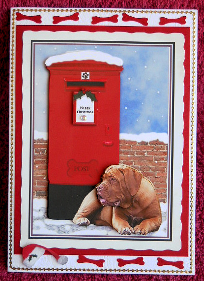 Dog De Bordeaux Christmas Post Box Decoupage by Gail Pennycuick
