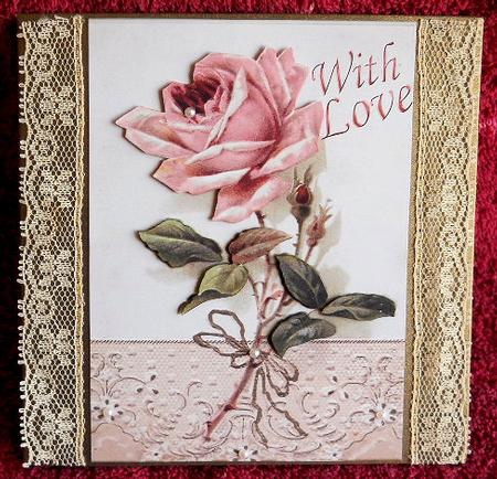 Single Pink Rose with Love A4 by Gail Pennycuick