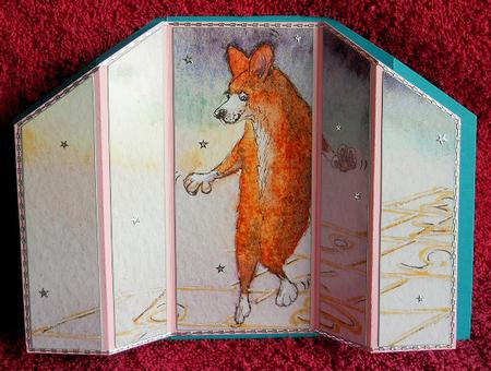 Corgi Dog Playing Hopscotch Theatre Fold by Gail Pennycuick
