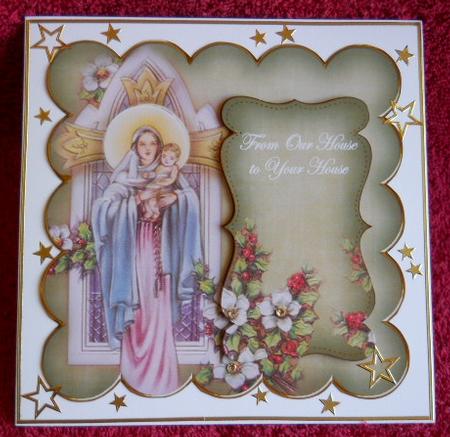 Olive Mother Mary Our House to Your House 8in Scallop Topper by Gail Pennycuick