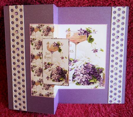 Violets and Wine Fold Back Card with Toppers by Gail Pennycuick