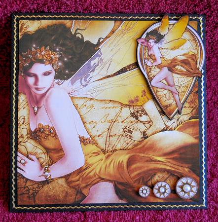 Forest Fairy Acantha (gold) 8x8 Quick Card by Gail Pennycuick