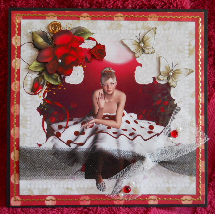 Vintage Style Red Rose Lace and Petticoats Topper by Gail Pennycuick