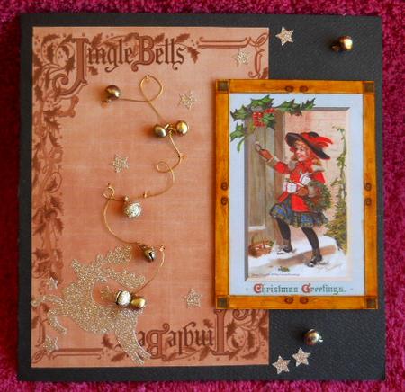 Vintage Tea Jingle Bells Christmas A4 Backing Paper by Gail Pennycuick