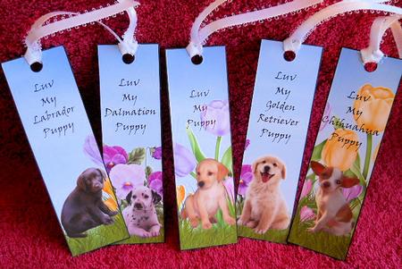 5 Very Cute Puppy Bookmarks by Gail Pennycuick