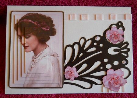 Pretty Vintage Lady with Pink Roses Pyramids by Gail Pennycuick