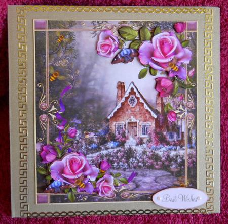 Country Flower Cottage Topper & Decoupage by Gail Pennycuick
