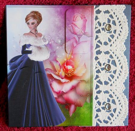 A5 Card Tag and Bookmark Lady in Blue by Gail Pennycuick