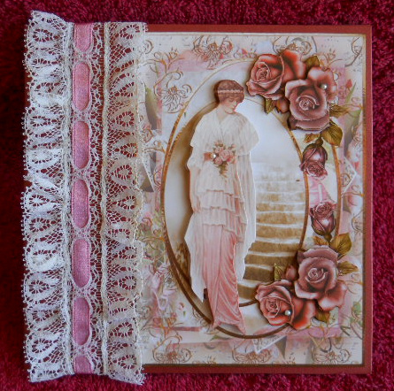 Lady of the Rose Card with Decoupage by Gail Pennycuick