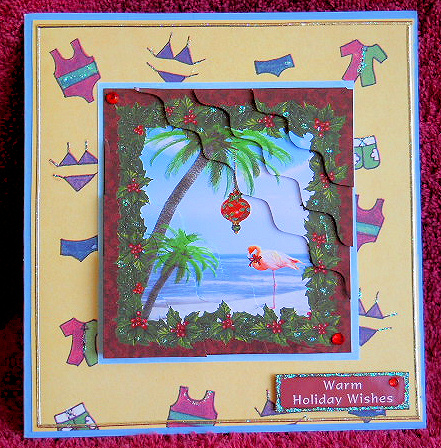 Christmas Flamingo Wavy Pyramid by Gail Pennycuick