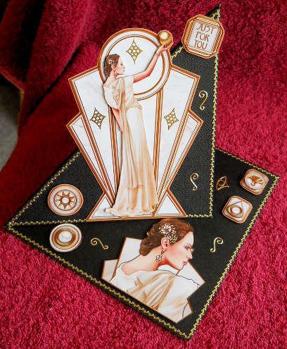 Pandore Art Deco Shaped Panels (cream) by Gail Pennycuick