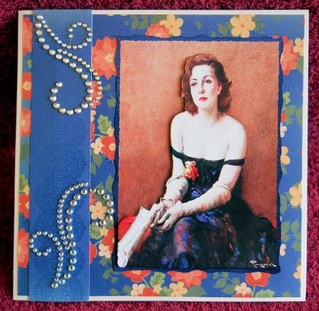 Pretty French Lady in Blue Gown A4 by Gail Pennycuick