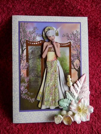 Oriental Beauty Card Front with Decoupage by Gail Pennycuick