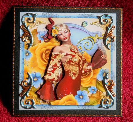 Yellow Rose Lady Card Front by Gail Pennycuick