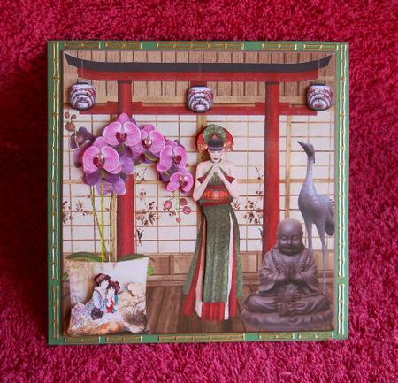 Asian Scene Card Topper with Decoupage by Gail Pennycuick