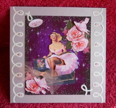 Up in the Stars with Pink Roses and Decoupage by Gail Pennycuick