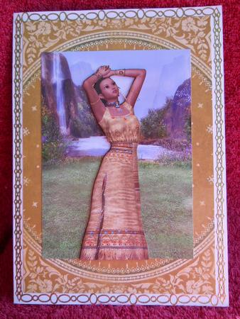 At the Waterfall Native American A4 Card Front by Gail Pennycuick