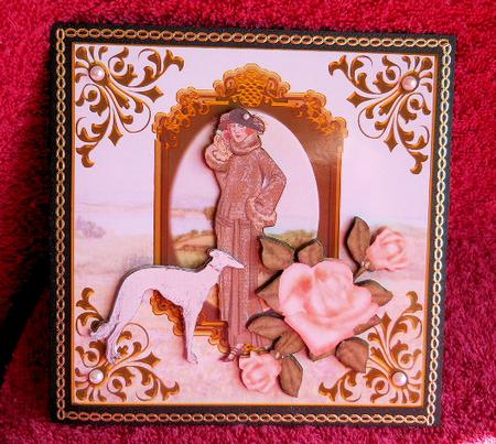 Art Deco Lady & Dog 8x8 Card Front Minikit by Gail Pennycuick