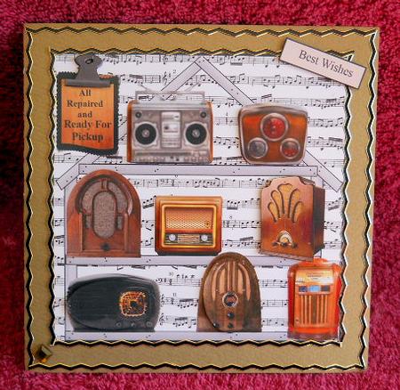 Old Radio Repair Shop Topper with Decoupage by Gail Pennycuick