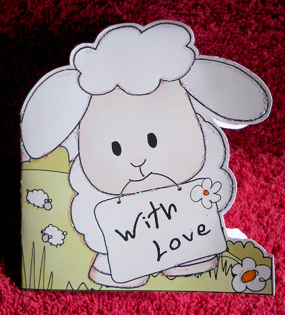 Little Lamb Shaped with Love Card by Gail Pennycuick