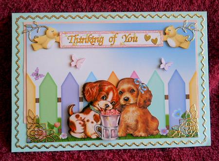 Cute Dogs in the Garden Topper & Decoupage by Gail Pennycuick