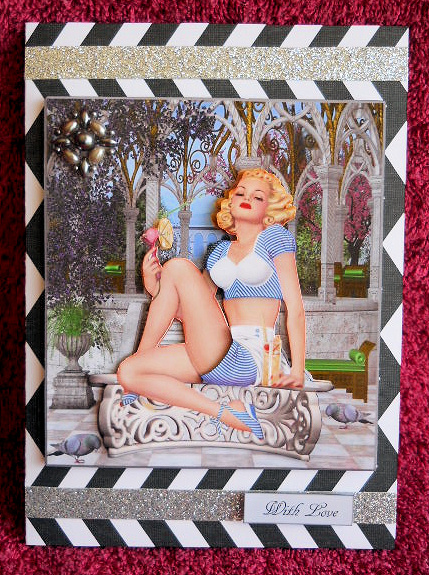 Hot Day Pin Up Topper with Decoupage by Gail Pennycuick