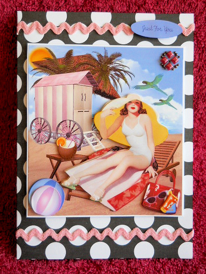 Beach Pin Up Topper with Decoupage by Gail Pennycuick
