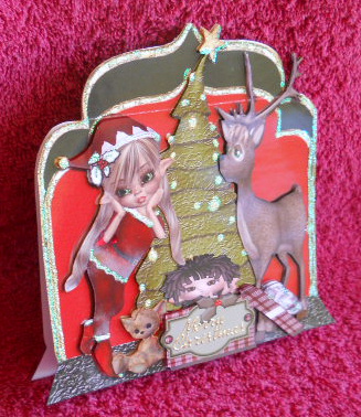Christmas Elf Shaped Card Plus Gift Card by Gail Pennycuick