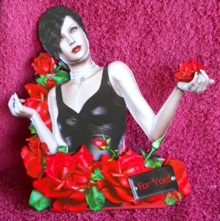 Flower Girls Shaped Card Mini-kit - Rose Red by Gail Pennycuick
