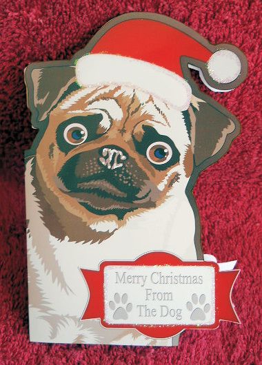 Merry Christmas from the Pug Cut'n'fold Card by Gail Pennycuick