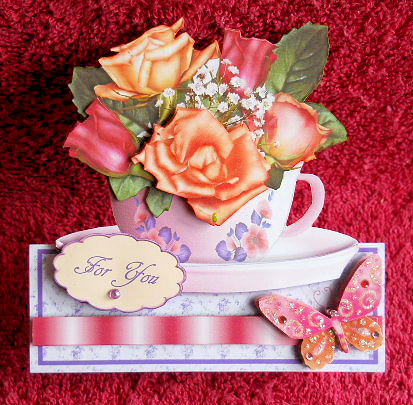 Teacups & Flowers Stand Alone Easel Kit - Summer Rose by Gail Pennycuick