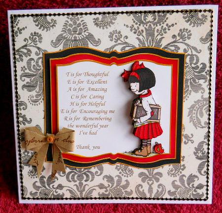 Thank You Teacher Book Topper and Decoupage by Gail Pennycuick