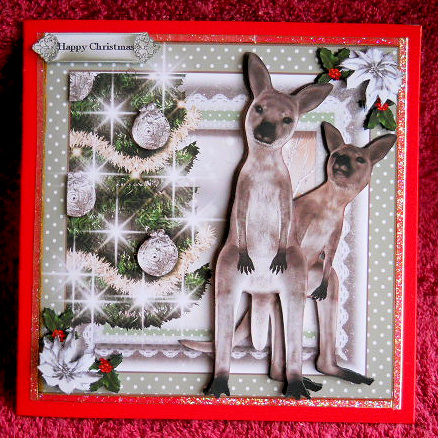 A Merry Kangaroo Christmas Card Front Kit by Gail Pennycuick