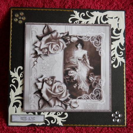 Romantic Evening Card with Rose Decoupage by Gail Pennycuick