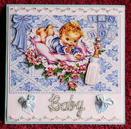 Vintage Baby Boy with Curly Hair & Bottle by Gail Pennycuick
