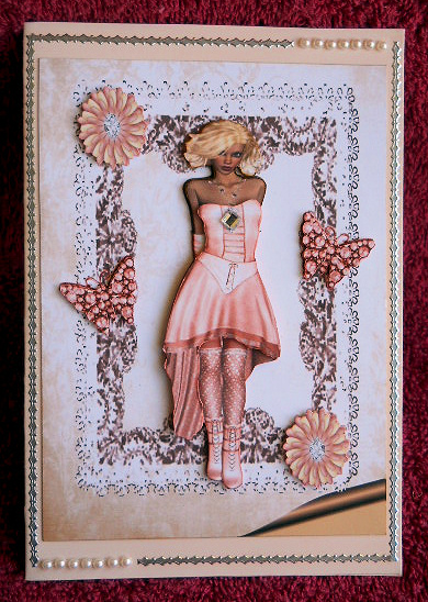 Pretty Lady in Peach with Butterflies by Gail Pennycuick