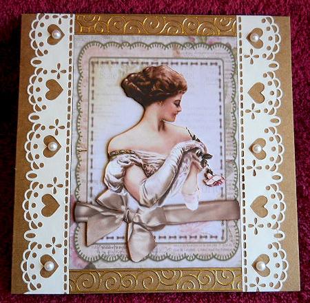 Vintage Lady with Rose in Bow Frame A4 by Gail Pennycuick