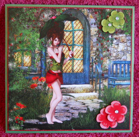 Blossom Pixie in the Secret Garden 8x8 Topper by Gail Pennycuick