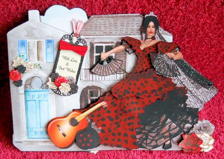 Beautiful Spanish Lady(red) Ote Shaped Card Mini Kit by Gail Pennycuick