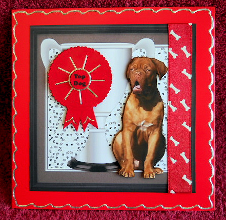Dogue De Bordeaux Trophy & Rosette 8x8 Card by Gail Pennycuick