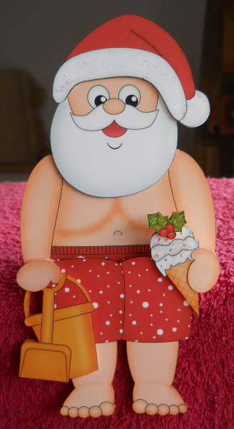 3D on the Shelf Card Kit - Christmas Santa on the Beach by Gail Pennycuick