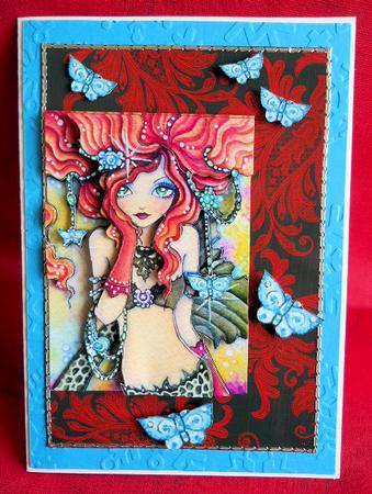 Red Leaf Black A4 Backing Paper by Gail Pennycuick