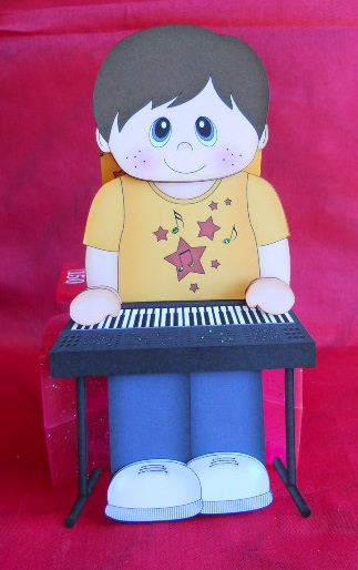3D on the Shelf Card Kit - Little Keyboard Player Boy Luca by Gail Pennycuick