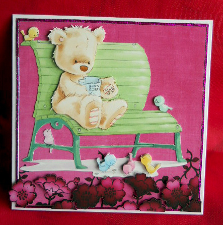 Cerise Floral Metallic Edge A4 Backing Paper by Gail Pennycuick