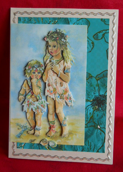 Aquamarine 8 Big Blooms A4 Backing Paper by Gail Pennycuick
