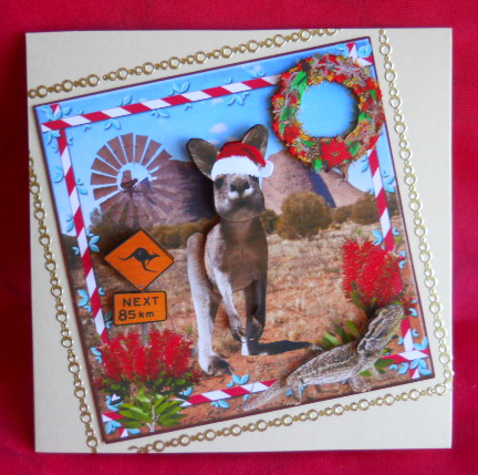Aussie Christmas Kangaroo Card Topper & Decoupage by Gail Pennycuick