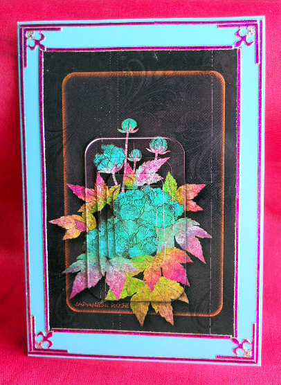 Japanese Floral Notecards 13, Japanese Rose, A5 Pyramid Card by Gail Pennycuick