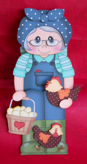 3D on the Shelf Card Kit - Old Lady Chicken Farmer Lena by Gail Pennycuick