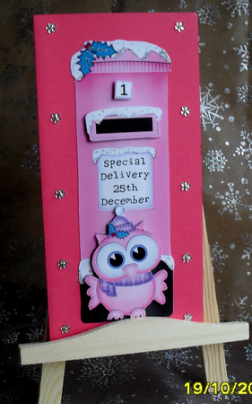 Large Dl Xmas Little Hoot Postbox 3D Decoupage by Gail Collins