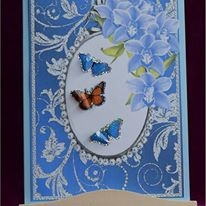Blue Orchids with Blue & Silver Diamonds Double Frames by Gail Collins